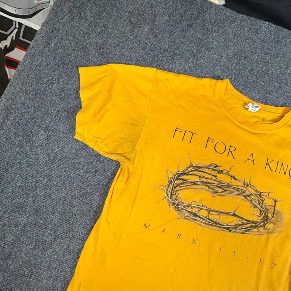 Anvil Fit For A King Mark 15:17 Christian Graphic T-Shirt Yellow Mens Large - Picture 5 of 7